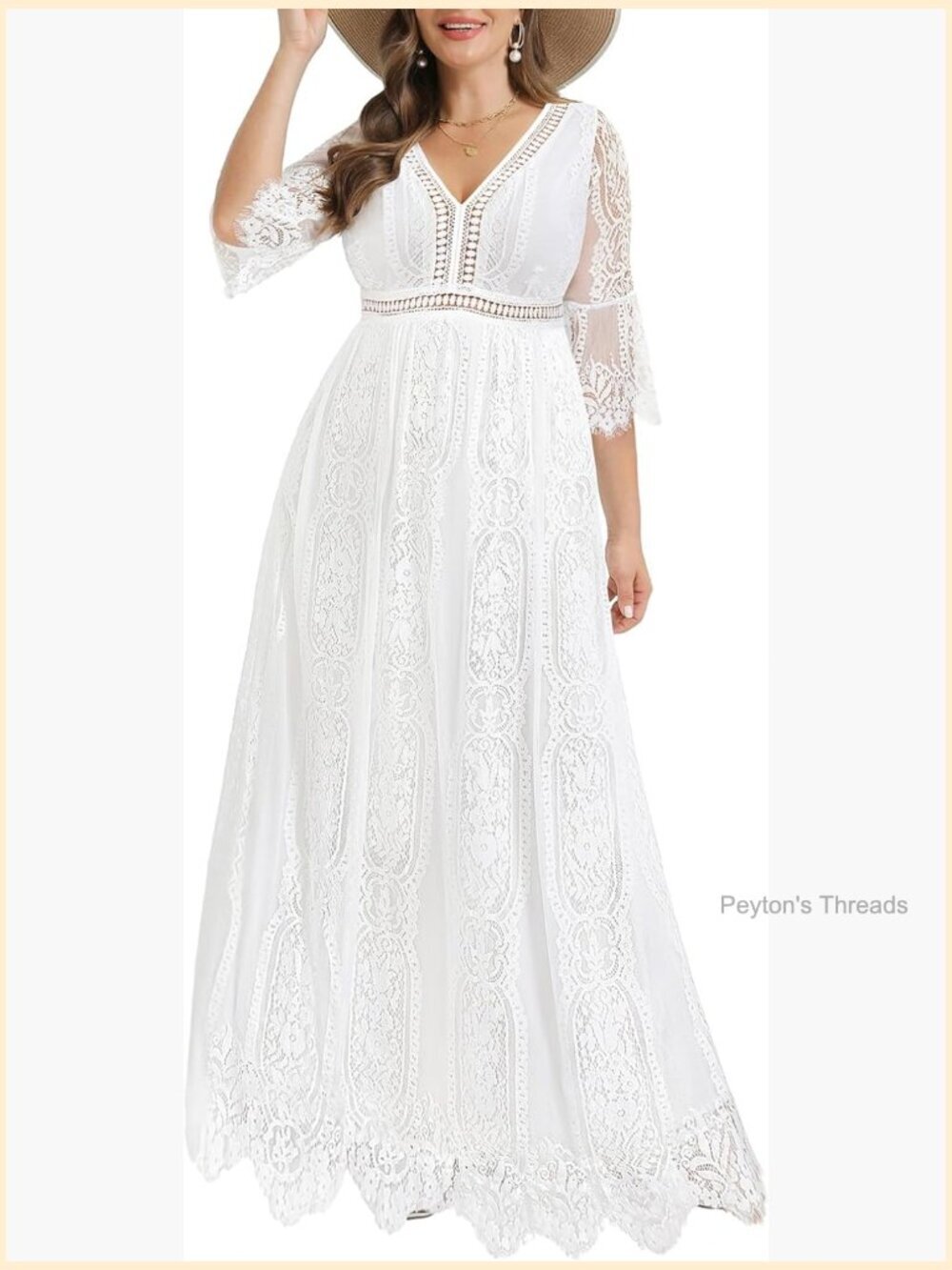 Plus Size Lace Maxi Wedding Dress Boho Bridal Shower Formal Long Dresses